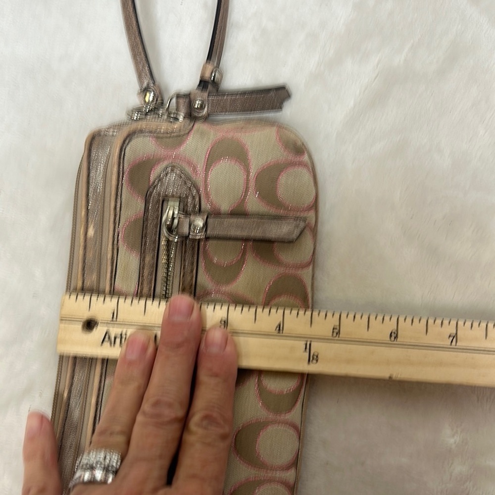 Coach Tan and Pink Signature Wristlet Clutch - Picture 12 of 15